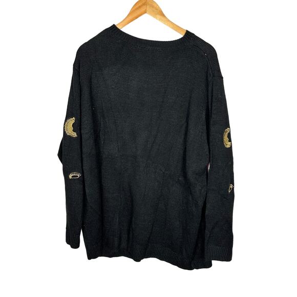 NWT Bloomchic Black Embroidered Knit Celestial Autumn Cozy Sweater Size 26 - Picture 4 of 9